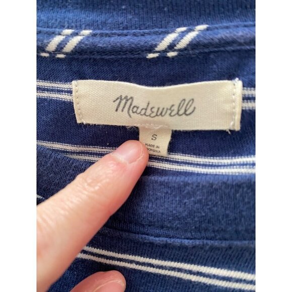 Madewell Tee Dress in Epperson Stripe Size Small Blue and White T-shirt Dress - Picture 6 of 10